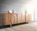 Produktbild: DELIFE Sideboard Live-Edge 220 cm Akazie Natur massiv 6 Türen