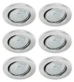 Produktbild: Trango 6er Pack 6729-069MO Einbaustrahler, Einbauleuchte, Deckenlampe aus ALU gebürstet in Rund inkl. 6x 5 Watt LED Modul nur 30mm Einbautiefe Deckenleuchte, Einbauspots Deckenpampe