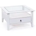 Produktbild: Inter-Link Couchtisch Provence 1 20901510, weiß, aus Glas / Holz, quadratisch, (B/H) 75 x 45 cm