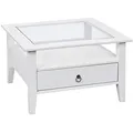 Produktbild: Mid.you Couchtisch, Weiß, Holz, Glas, Kiefer, massiv, 1 Schubladen, quadratisch, eckig, 75x45x75 cm, Stauraum, Wohnzimmer, Wohnzimmertische, Couchtische, Couchtische mit Stauraum