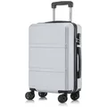 Produktbild: YONSLY Handgepäckkoffer Hartschalen-Reisekoffer Trolley Rollkoffer für Reisen von S bis XL, 4 Rollen, aus ABS und Aluminium, mit Zahlenschloss und weichem Gummigriff silberfarben 55 cm