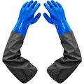 Produktbild: Haiou Teichhandschuhe Lang-Fischerhandschuhe-Teichpflege Handschuhe & Arbeitshandschuhe Wasserdicht, PU Handschuhe Sandstrahlen, Beständig Säuren und Laugen, 65cm (Blau)