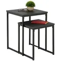 Produktbild: Relaxdays Beistelltisch 2er Set, stapelbar, Satztisch 2 Größen, quadratisch, Metall, Wohnzimmer, Dekotisch, schwarz