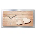 Produktbild: Kreative Feder 3D Designer-Wanduhr in modernem Metallic-Design; leise Wanduhr wahlweise Funk oder Quarz mit glänzendem Motiv in Zwei Größen (Holz-Herz, 80x40cm; leises Funkuhrwerk)