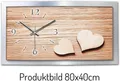 Produktbild: Kreative Feder Wanduhr 3D Designer-Wanduhr „Holz-Herz“ aus gebürstetem Aluminium (3D-Wölbung, einzigartiges Zwei-Platten-Design, flüsterleises Uhrwerk)