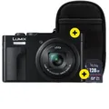 Produktbild: Panasonic Lumix DC-TZ99 Schwarz | Kostenloses Case Logic DCB-313 Täschchen & 128GB Speicherkarte DC-TZ99E-K