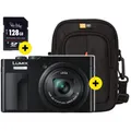 Produktbild: Panasonic Lumix DC-TZ99 Schwarz | Kostenloses Case Logic DCB-313 Täschchen & 128GB Speicherkarte DC-TZ99E-K