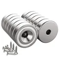Produktbild: 12 Stück Magnete 7 KG Kraft 16 x 5 mm mit Loch und Kapsel Senkkopf-Topfmagnet...
