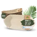 Produktbild: BIOZOYG Schiffchen 200 Stück 20 cm - Palmblatt Schale für Fingerfood Einweggeschirr, Alternative zu Bambus und Holz - Snackschale Einweg Schiffchen Schale