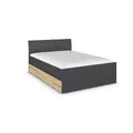 Produktbild: Rauch Möbel Joel, Bett für Schlafzimmer, Kinderzimmer, Babyzimmer, Jugendzimmer, mit 2 Schubladen, Farbe Grau metallic, Schwarz/Eiche Artisan, Holz, Liegefläche 140x200, Maße 145x90x209 cm