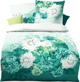 Produktbild: Kaeppel Mako Satin Bettwäsche 2 tlg. 135x200cm / 155x220cm Flamenco Jade Grün Offwhite Blütentraum, Größe:155x220cm Bettwäsche