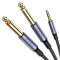 Produktbild: MOSWAG 3,5 mm TRS auf 2 x 6,35 mm TS Mono Y Kabel 1 m Splitterkabel Kompatibel mit iPhone, iPod, Laptop, CD-Player, Leistungsverstärker, Mixer, Heimstereoanlagen