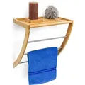 Produktbild: Wandhandtuchhalter Bambus, 3 verchromte Metallstangen, HxBxT:40x38x24,5cm, feuchtigkeitsresistent, natur - Relaxdays