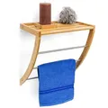 Produktbild: Relaxdays Wandhandtuchhalter Bambus, 3 verchromte Metallstangen, HxBxT:40x38x24,5cm, feuchtigkeitsresistent, natur