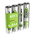 Produktbild: ANSMANN Akku AAA 550 mAh NiMH 1,2 V (4 Stück) - Micro AAA Batterien wiederaufladbare Zellen, maxE gewährleistet äußerst geringe Selbstentladung für jahrelangen Einsatz