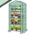 Produktbild: Sekey Mini Tomatengewächshaus mit 4 Regalböden, Folie Gewächshaus Klein Tomatenhaus Balkon Garten, Kleines Foliengewächshaus Stabil 160*70*50 cm, Grün