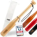 Produktbild: Robuster Knüppel Massivholz Baseballschläger - 18 Zoll ; 48cm - Outdoor Baseball Schläger mit Schlaufe und Tragetasche für Training und Selbstverteidigung Natur Holzfarbe Self Defense Baseball Bat