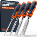 Produktbild: Stechbeitel Set für Holz 4tlg. - Fertig geschliffene Stechmmeisen 6 12 18 24m...