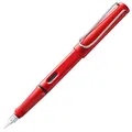 Produktbild: Lamy safari red Füller - Füllhalter mit ergonomischem Griff & polierter Stahlfeder in Strichbreite B - robuster ASA-Kunststoff - inkl. Tintenpatrone T 10 blau - Rechtshänder