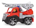 Produktbild: Lena 04535 - TRUXX² Feuerwehr Leiterwagen, Feuerwehrauto ca. 28 cm, Feuerwehrwagen mit klappbarer Leiter, Wasserspritze und vollbeweglicher Spielfigur, für Kinder ab 2 Jahre, Spielfahrzeug rot