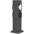 Produktbild: ledscom.de Garten Steckdosensäule POLLY für außen, IP44, Timer/Zeitschaltuhr, 3-fach, Edelstahl, anthrazit, eckig, 40 cm