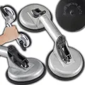 Produktbild: Retoo Doppelsauger Glasheber, Aluminium Vakuumheber mit 2 Saugnäpfen, 115 mm Durchmesser, bis 100 kg Tragkraft, Fensterheber für Glas, Fliesen, Marmor, Aluminium, Profi-Werkzeug