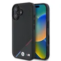 Produktbild: CG Mobile BMW HC M Handyhülle entworfen für iPhone 16, langlebig, stoßfest, kompatibel mit Magsafe, PU-perforierte Tricolor Line-Hülle, Schwarz