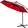 Produktbild: KINGSLEEVE® Ampelschirm LED Beleuchtung UV Schutz 80+ Solar Ständer Schutzhülle Windsicherung 350cm Groß Kurbel Balkon Terrasse Garten Sonnenschirm Rot