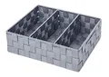Produktbild: WENKO Organizer Adria, Aufbewahrungskorb mit 3 Fächern und praktischem Griff, Feste Trennwände, hochwertiges Kunststoffgeflecht mit Metallstangen für extra Stabilität, 32 x 10 x 21 cm, Grau