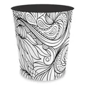 Produktbild: itenga Papierkorb für Kinder mit Motiv - rund ca. 11 Liter - Mülleimer fürs Kinderzimmer - stabiler Kunststoff (Motiv Line Art schwarz weiss)
