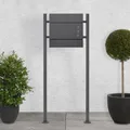 Produktbild: ECD Germany Standbriefkasten mit Zeitungsfach Design Briefkasten mit Pfosten, Briefkastenanlage Briefkastenständer Anthrazit 120cm Postkasten Anthrazit 37x10,5x36,5cm Edelstahl/Stahl pulverbeschichtet