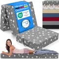 Produktbild: ELONEO Klappmatratze, Gästematratze, 3-teilige Faltmatratze, Schaumstoff extra dick (15cm), waschbar, Bandscheibenwürfel, klappbar, Faltbare Matratze, Erwachsene (Sterne, 75 x 195 x 15 cm)