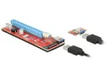 Produktbild: Delock PCIe Riser Kabel PCIe x16 Buchse, USB-A Buchse 0.60m Rot 41423