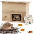 Produktbild: Moorland Igelhaus winterfestes Überwinterungs- & Schlafhaus aus FSC-Holz, 20×20 cm, mit Boden, ausziehbarer Labyrinth-Eingang & festem Dach – wetterfestes Igelhotel für den Garten – IH6