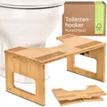 Produktbild: Praknu Klappbarer Toilettenhocker aus FSC® Bambus-Holz – 𝗥𝘂𝘁𝘀𝗰𝗵𝗳𝗲𝘀𝘁𝗲𝗿 WC-Hocker für Erwachsene - Ergonomischer Klohocker fürs Badezimmer