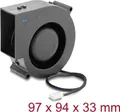 Produktbild: Delock Radiallüfter / Lüftergebläse 12 V DC 97 x 94 x 33 mm mit 3-Pin Lüfteranschluss, schwarz (67496)