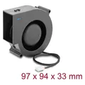 Produktbild: Delock Radiallüfter / Lüftergebläse 12 V DC 97 x 94 x 33 mm mit 3-Pin Lüfteranschluss, schwarz (97 mm, 1x) (67496)