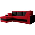 Produktbild: MIRJAN24 Ecksofa Kris, Stilvoll Eckcouch mit Bettkasten und Schlaffunktion, L-Form Couch, Schlafsofa (Mikrofaza 0022 + Mikrofaza 0015) - Rot/Schwarz