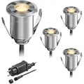Produktbild: ledscom.de LED Boden-Einbauleuchte BINO für außen, IP67, 32mm Ø, warmweiß, 4er Set