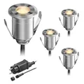 Produktbild: ledscom.de LED Boden-Einbauleuchte BINO für außen, IP67, 32mm Ø, warmweiß, 4er Set
