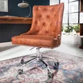 Produktbild: riess-ambiente Höhenverstellbarer Bürostuhl VICTORIAN vintage hellbraun mit Chesterfield-Steppung Schreibtischstuhl Stuhl Drehstuhl