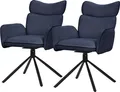 Produktbild: ML-Design Esszimmerstühle drehbar 2er Set Dunkelblau Stoffbezug Wohnzimmerstuhl mit Rücken- & Armlehne 360° Drehstuhl Metallbeinen Sessel ergonomisch