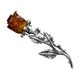 Produktbild: Damen Brosche 925 Silber oxidiert Rose baltischen Bernstein Hand geschnitzt Brosche mit Bernstein Rose in Cognac sichere Schließe fertig gemacht Geschenk-Set Valentinstag Hochzeitstag