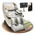 Produktbild: Juskys Massagesessel Naxos mit LCD-Bedienung, Bluetooth, USB & Heizung - Weiß/Hellgrau