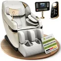Produktbild: Juskys Massagesessel Naxos mit LCD-Bedienung, Bluetooth, USB & Heizung – Weiß/Hellgrau