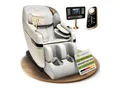 Produktbild: Juskys Massagesessel Naxos mit LCD-Bedienung, Bluetooth, USB & Heizung – Weiß/Hellgrau