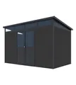 Produktbild: WEIDE WPC Gartenhaus Teak Geräteschuppen wetterfest (Anthrazit, 338x218)