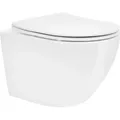 Produktbild: LuxeBath Spülrandloses Hänge WC kurz 49 cm Weiß glänzend mit Nano Beschichtung, Wand-WC, Toilette mit abnehmbaren WC-Sitz Softclose Absenkautom...