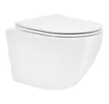 Produktbild: LuxeBath Tiefspül-WC Spülrandloses Hänge WC Keramik mit WC-Sitz abnehmbar Softclose, Toilette Weiß mit Nano Beschichtung kurz Tiefspüler Lotus Effekt
