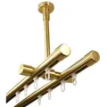 Produktbild: iso-design Gardinenstange Innenlauf 2-läufig Deckenmontage 20 mm Farbe Messing Matt, Ø 20 mm, 2-läufig, Fixmaß, mit Bohren, Metall, Deckenabstand durch Kürzung einstellbar zwischen 7 cm und 19 cm goldfarben Ø 20 mm x 120 cm